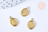 Pendentif médaille ovale Vierge Marie laiton brut 11mm, pendentif religion notre dame madonne, les 2-G6550