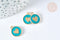 Pendentif médaille rond cœur émail turquoise zamac doré, création bijou amour, x1 (G7422)