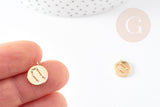 Pendentif médaille ronde Gémeau laiton doré 18K 13mm, x1 (G3585)