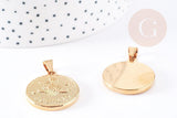 Pendentif médaille ronde Scorpion acier 304 inoxydable doré à graver 29mm, x1 (G0816)
