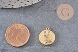 Pendentif médaille ronde Taureau laiton doré 18K, un pendentif doré astrologique création bijoux sans nickel,16mm, x1 (G4924)