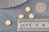 Pendentif médaille ronde acier 201 inoxydable doré 8mm, x10 (3gr) (G2440)