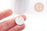 Pendentif médaille ronde acier IP 304 inoxydable doré/platine/ Or rose IP 20mm x1 (G10173)