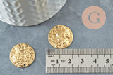 Pendentif médaille ronde martelée laiton brut 20mm, x5 (G0517)