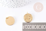 Pendentif médaille ronde monde acier 304 inoxydable doré à graver 21mm, x1 (G2954)