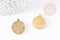 Pendentif médaille ronde rose des vents acier 304 inoxydable doré 23.4mm, x1 (G2639)