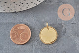 Pendentif médaille ronde tressée acier 304 inoxydable doré personnalisable 18mm, x1 (G11376)-Breloques et pendentifs-Gingerlily Perles