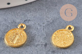 Pendentif médaille rondes Saint Benoit zamac doré 14mm, x10 (G1623)