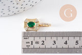 Pendentif octogone zircon blanc et vert laiton doré 18K 25mm, x1 (G10081)