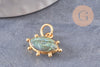 Pendentif oeil labradorite naturelle argent 925 doré 18K 15mm, pendentif amulette pierre naturelle x1 (G9866)