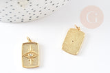 Pendentif oeil protecteur chance en laiton zircon 18K,Pendentif doré porte-bonheur,23mm x1 G4468