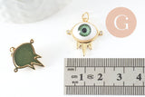 Pendentif oeil résine laiton doré 20K 21mm, x1 (G6198)