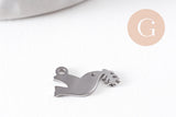 Pendentif oiseau Colombe acier 201 inoxydable argenté 12mm, x1 (G9911)