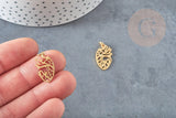 Pendentif organe coeur évidé en acier doré 20mm, breloque doré, acier inoxydable doré, pendentif sans nickel, x1 G7784