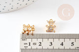 Pendentif ourson laiton doré 18K zircon 12.5mm, pendentif laiton jouet, bijou d'enfance, x1 G6392