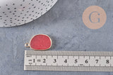 Pendentif oval jade naturel rouge 25mm, x1 (G4101)