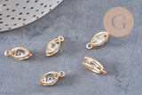 Pendentif ovale or rose cristal zircon, pendentif or rose,pendentif cristal,bijou doré création bijoux,11mm, les 4,G2466