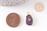 Pendentif ovale pierre naturelle Initiale 20mm, x1 (G10945)