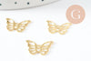 Pendentif papillon acier 304 inoxydable doré 10.5mm, x5 (G9664)
