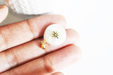 Pendentif perle naturelle Keshi coquillage zircon,porte bonheur,création bijou,perle naturelle eau douce blanche,17-27mm, x1,G3249