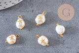 Pendentif perle naturelle Keshi étoile de mer doré 13-16mm,porte bonheur,perle eau douce,perle naturelle blanche, x1 (G6231)