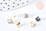 Pendentif perle triangle doré cristal, cristal gris noir transparent 8mm, x10 (G6952)