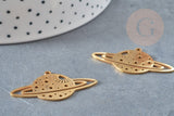Pendentif planète étoiles acier 201 inoxydable dore 21.5mm, x1 (G6140)