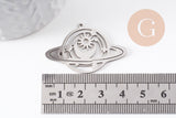 Pendentif planète mystique acier 201 inoxydable argenté 25.5mm,breloque platine acier inoxydable doré sans libréation de nickel, x1 (G6139)