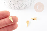 Pendentif pointe oeil laiton doré zircon 15mm, un pendentif doré sans nickel pour la création de bijoux chance x1 G3172