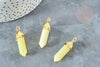Pendentif pointe péridot laiton doré 40mm, création bijoux, pendentif pierre naturelle, x1 G8397