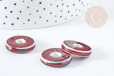 Pendentif porcelaine donut vert marron 21-22mm, perle céramique, x1 (G8482)