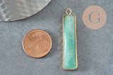 Pendentif rectangle aventurine naturelle laiton doré 46.5mm, x1 (G1959)