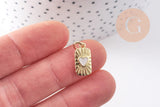 Pendentif rectangle coeur nacre naturelle laiton doré 16.5mm, x1 (G10255)