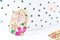 Pendentif rectangle fleurs laiton doré 16k cristal 21.5mm, x1 (G6676)