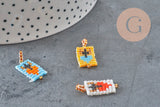 Pendentif rectangle tissage rocaille coeur sacré, x1 VALIDE-Breloques et pendentifs-Gingerlily Perles