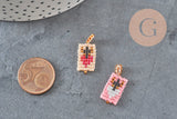 Pendentif rectangle tissage rocaille coeur sacré, x1 VALIDE-Breloques et pendentifs-Gingerlily Perles