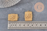 Pendentif rectangulaire doré en acier inoxydable avec trèfle à quatre feuilles et zircon, 25mm, pour création de bijoux DIY.