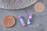 Pendentif rectangle violet bleu acétate 19.5mm, x10 (G3087)