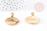 Pendentif rond constellation Taureau acier 304 inodydable doré 29mm, bijou signe astrologique résistant à l'eau, x1 (G4052)