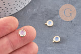 Pendentif rond doré 24 carats cristal opalite,pendentif cristal, pendentif doré,cristal opalite,création bijoux,10mm, x1 (G6001)