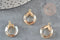 Pendentif rond doré cristal beige irisé 17mm, x1 (G3517)
