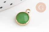 Pendentif rond doré cristal coloré 12mm, x1 (G5039)