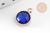 Pendentif rond doré cristal coloré 12mm, x1 (G5039)