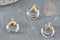 Pendentif rond doré cristal gris irisé, pendentif cristal coloré, 17mm, x1 (G3543)
