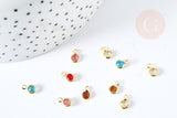 Pendentif rond doré cristal multicolore 7.5mm,pendentif doré création bijoux, les 10 G8419