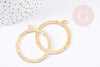 Pendentif rond imprimé acier doré 43mm, x1 (G3448)