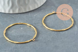Pendentif rond laiton brut torsadé, Une breloque laiton brut pour créations bijoux laiton,24mm, X2 (G3212)