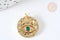 Pendentif rond laiton doré oeil protecteur zircons blanc et vert 18mm, x1 G7373