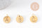 Pendentif rond lettre initiale acier doré sans nickel 12mm, x1 (G4786)