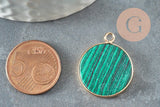 Pendentif rond malachite de synthèse,pendentif rond,26mm, x1 (G1933)